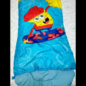 2005 SpongeBob Squarepants Youth Child Sleeping Bag Blue Water Surfing